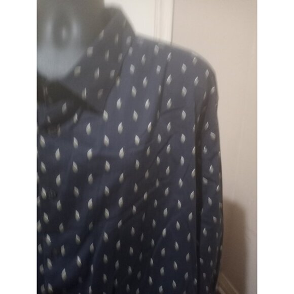 Perry Ellis Stretch Men's 5X Blue Floral Print Button Up Long Sleeve Shirt - Picture 5 of 13